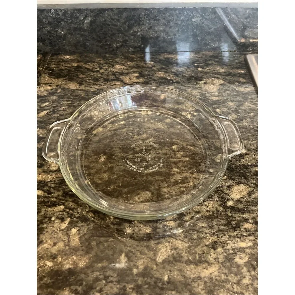 ANCHOR HOCKING Clear Glass Pie Baking Dish Plate Oven Microwave Safe 9.5